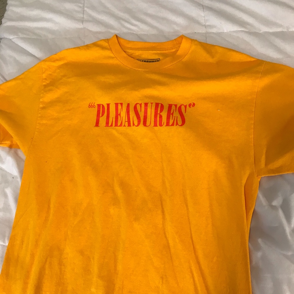 Mustard Yellow pleasures t shirt